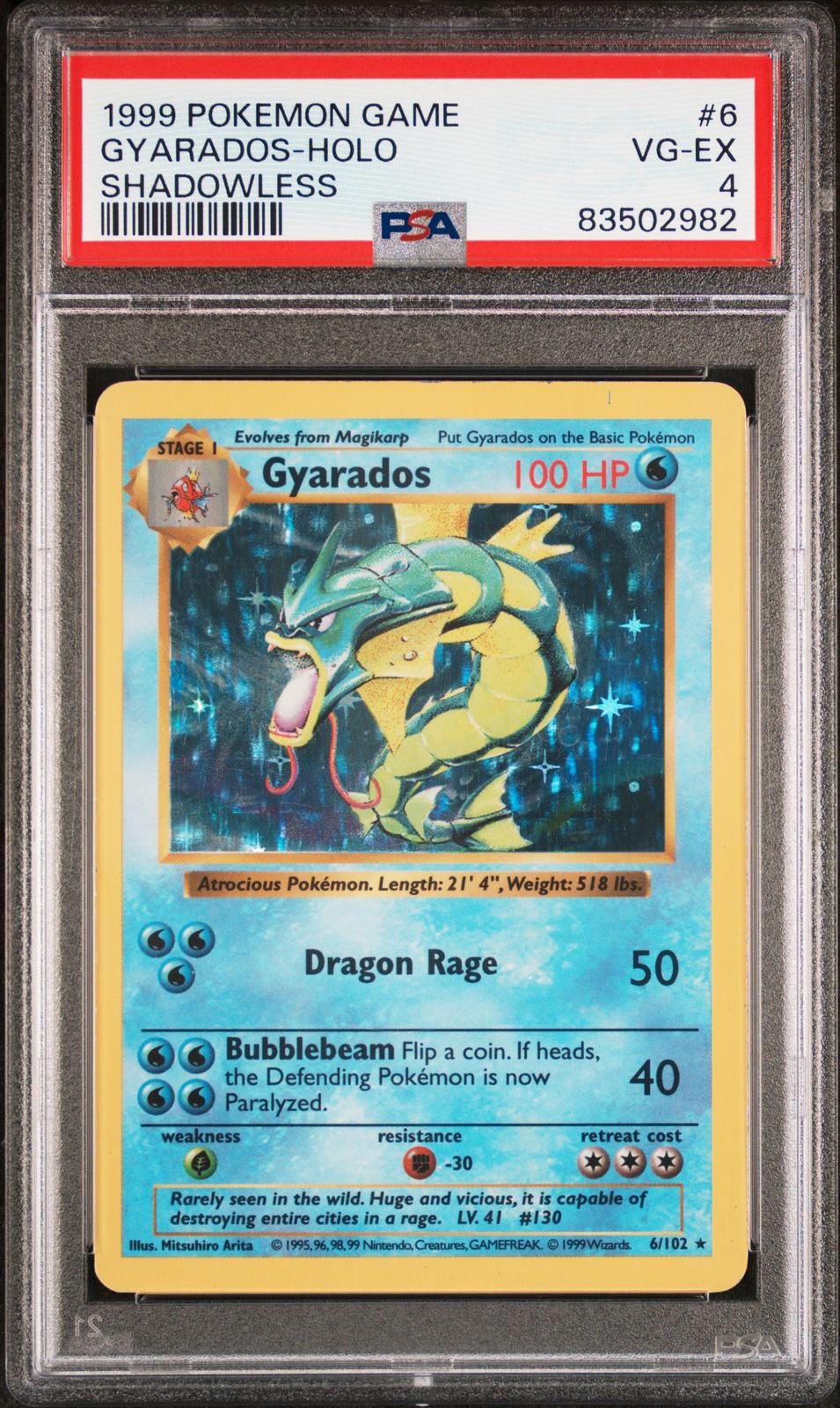 Gyarados Holo Shadowless PSA 4 1999 Pokemon Base Set Shadowless #6