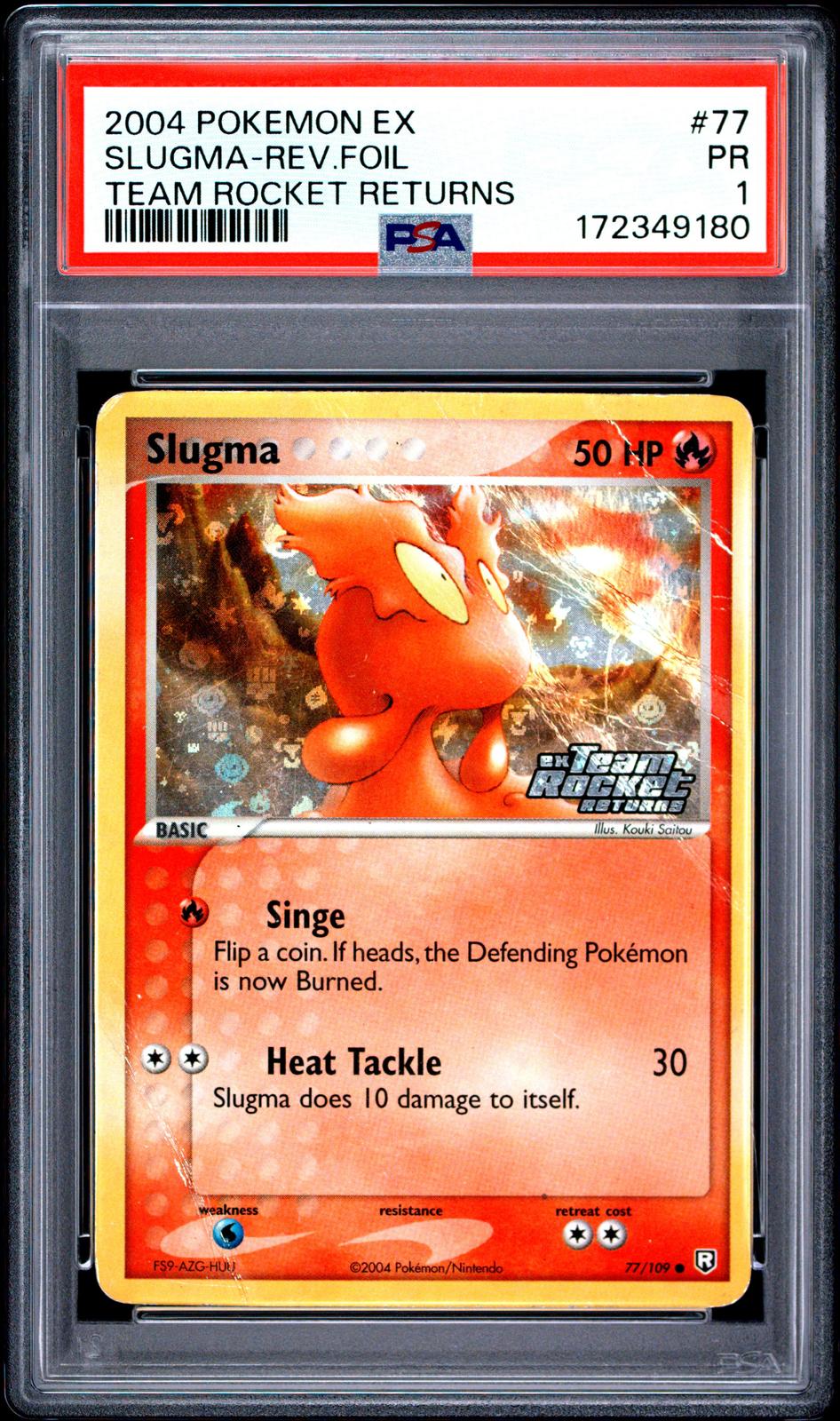 Slugma Reverse Holo PSA 1 2004 Pokemon EX Team Rocket Returns #77 - POP 1