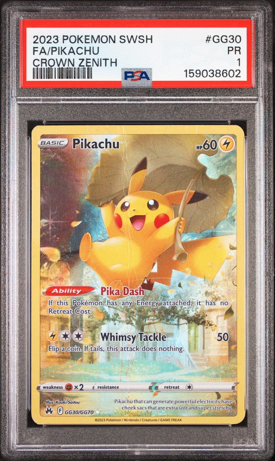 Pikachu PSA 1 2023 Pokemon Sword And Shield Crown Zenith #GG30 - POP 6