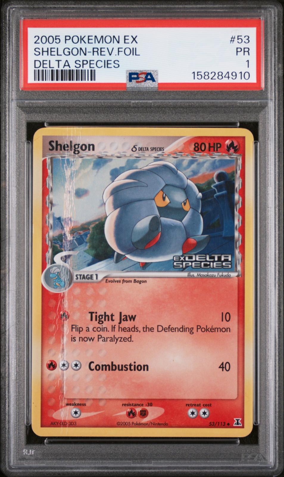 Shelgon Reverse Holo PSA 1 2005 Pokemon EX Delta Species #53 - POP 1