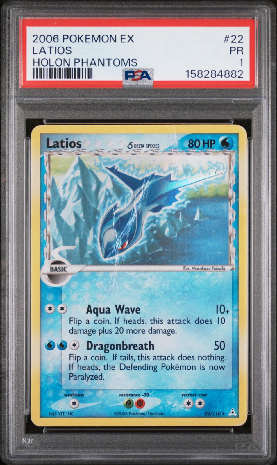 Latios PSA 1 2006 Pokemon EX Holon Phantoms #22 - POP 5