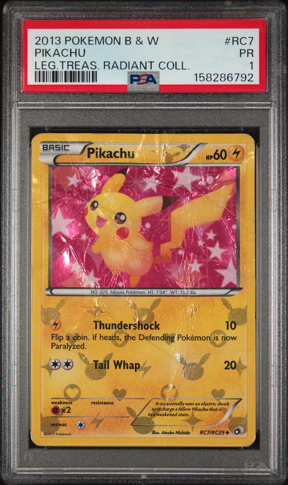 Pikachu PSA 1 2013 B&W Legendary Treasures Radiant Collection #RC7 - LOW POP