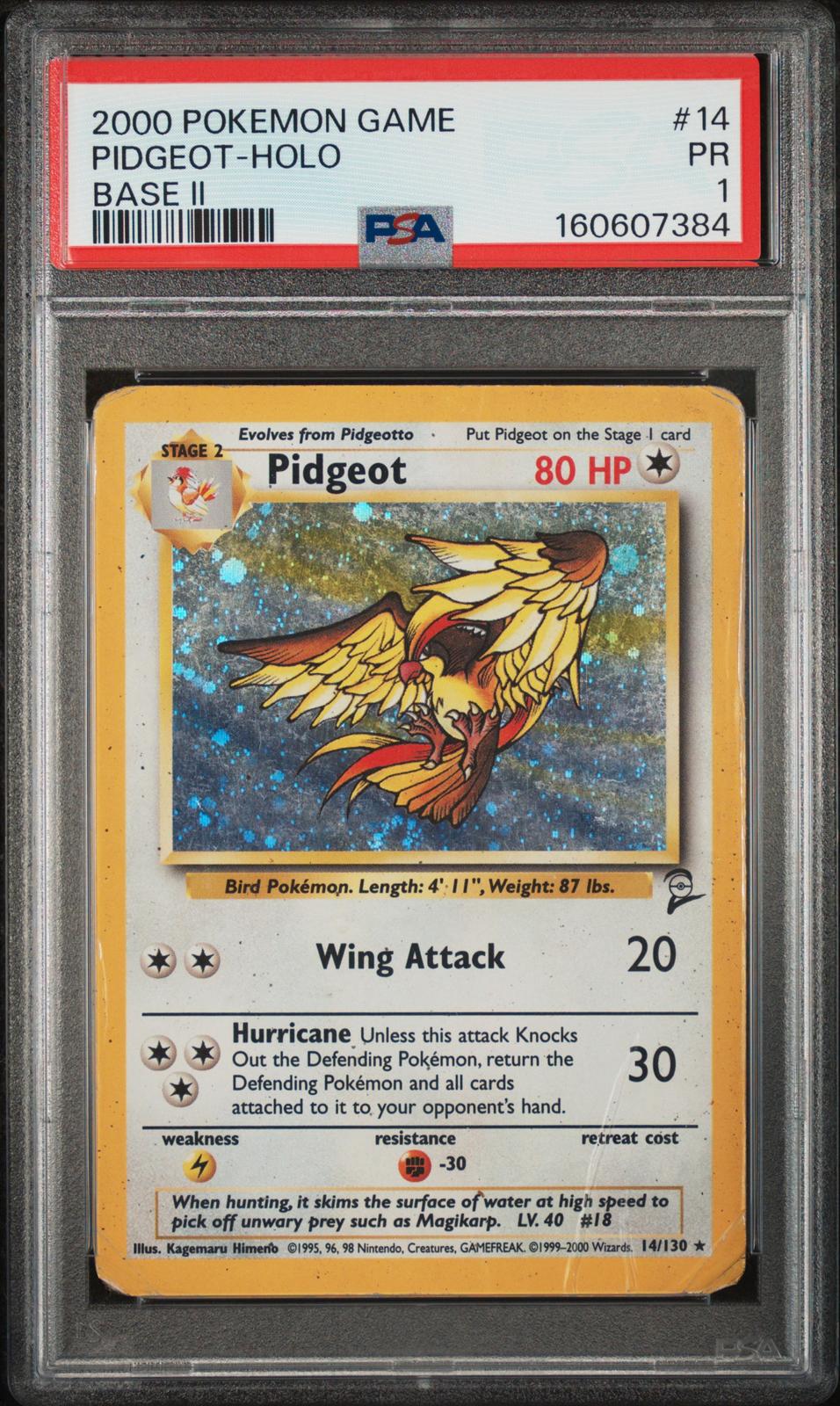 Pidgeot Holo PSA 1 2000 Base Set 2 #14 - POP 17