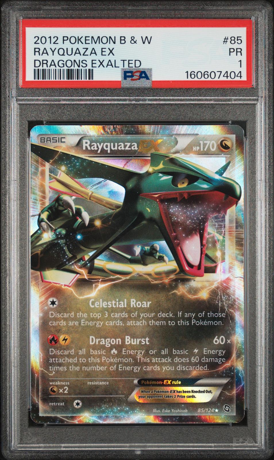 Rayquaza EX PSA 1 2012 Pokemon Black & White Dragons Exalted #85