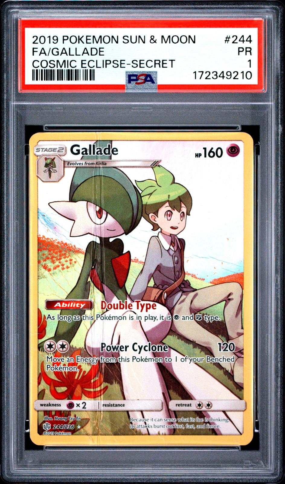 Gallade Secret PSA 1 2019 Pokemon Sun & Moon Cosmic Eclipse #244 - POP 1