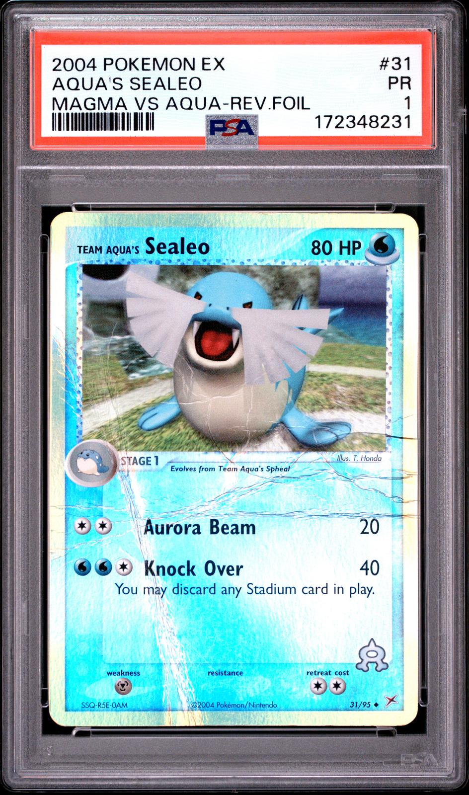 Aqua's Sealeo Reverse Holo PSA 1 2004 EX Team Magma Vs Team Aqua #31 - POP 1