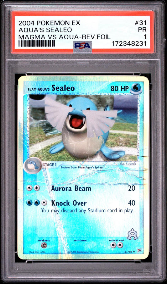 Aqua's Sealeo Reverse Holo PSA 1 2004 EX Team Magma Vs Team Aqua #31 - POP 1