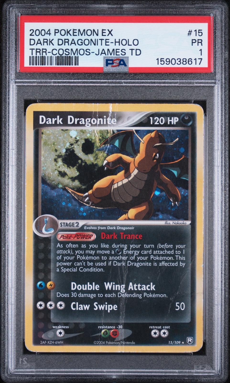 Dark Dragonite Holo PSA 1 2004 Pokemon EX Team Rocket Returns #15