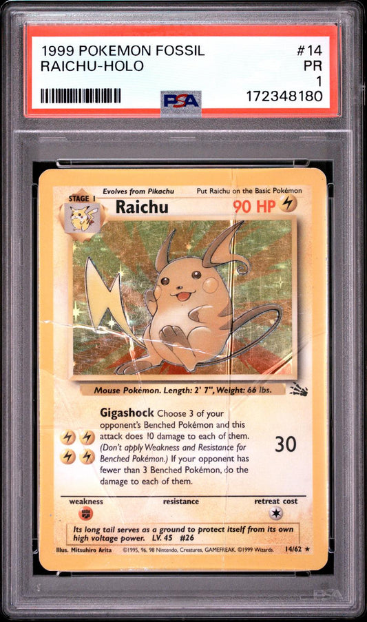 Raichu Holo PSA 1 1999 Pokemon Fossil #14