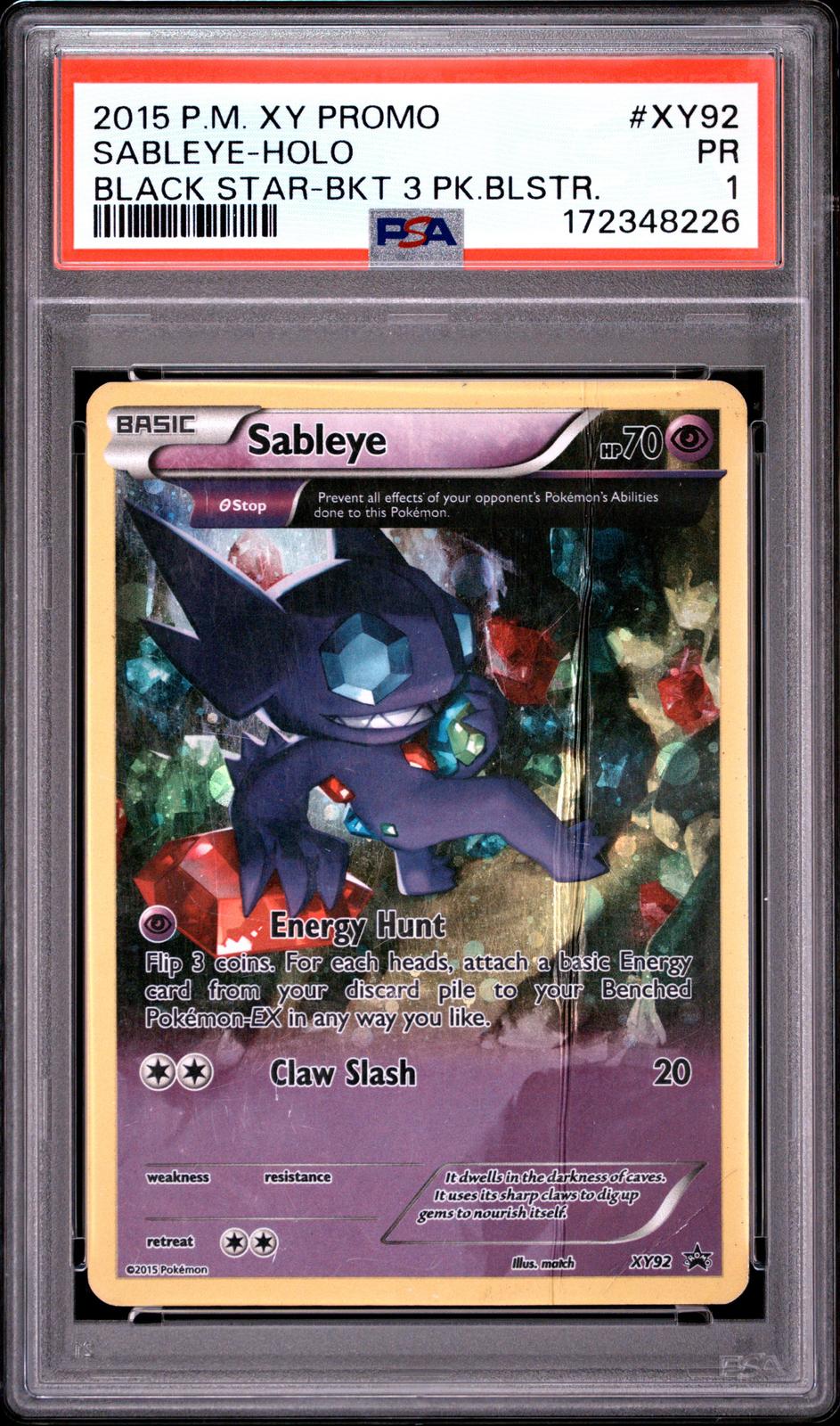 Sableye Holo PSA 1 2015 Pokemon XY Black Star Promos #XY92 - POP 2