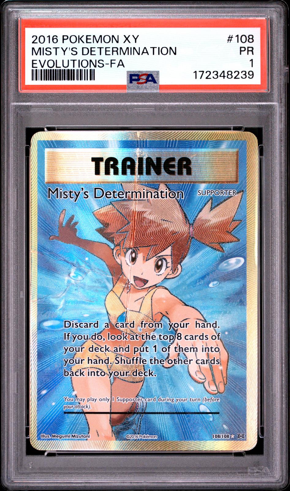 Misty's Determination Fa PSA 1 2016 Pokemon XY Evolutions #108 - POP 25