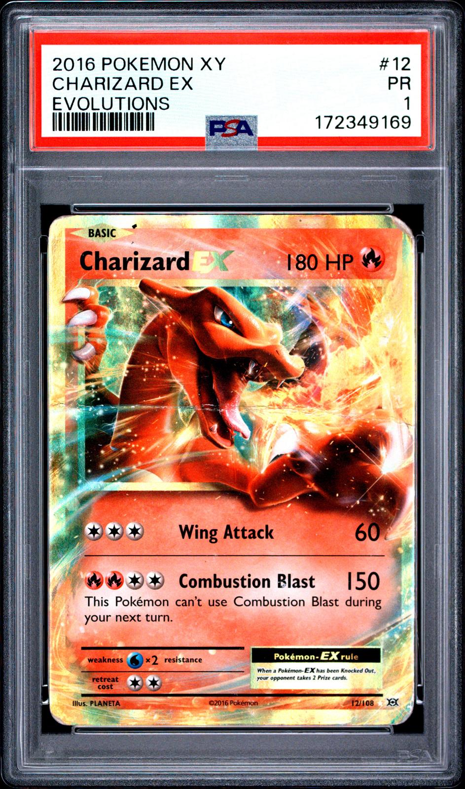 Charizard EX PSA 1 2016 Pokemon XY Evolutions #12 - POP 21