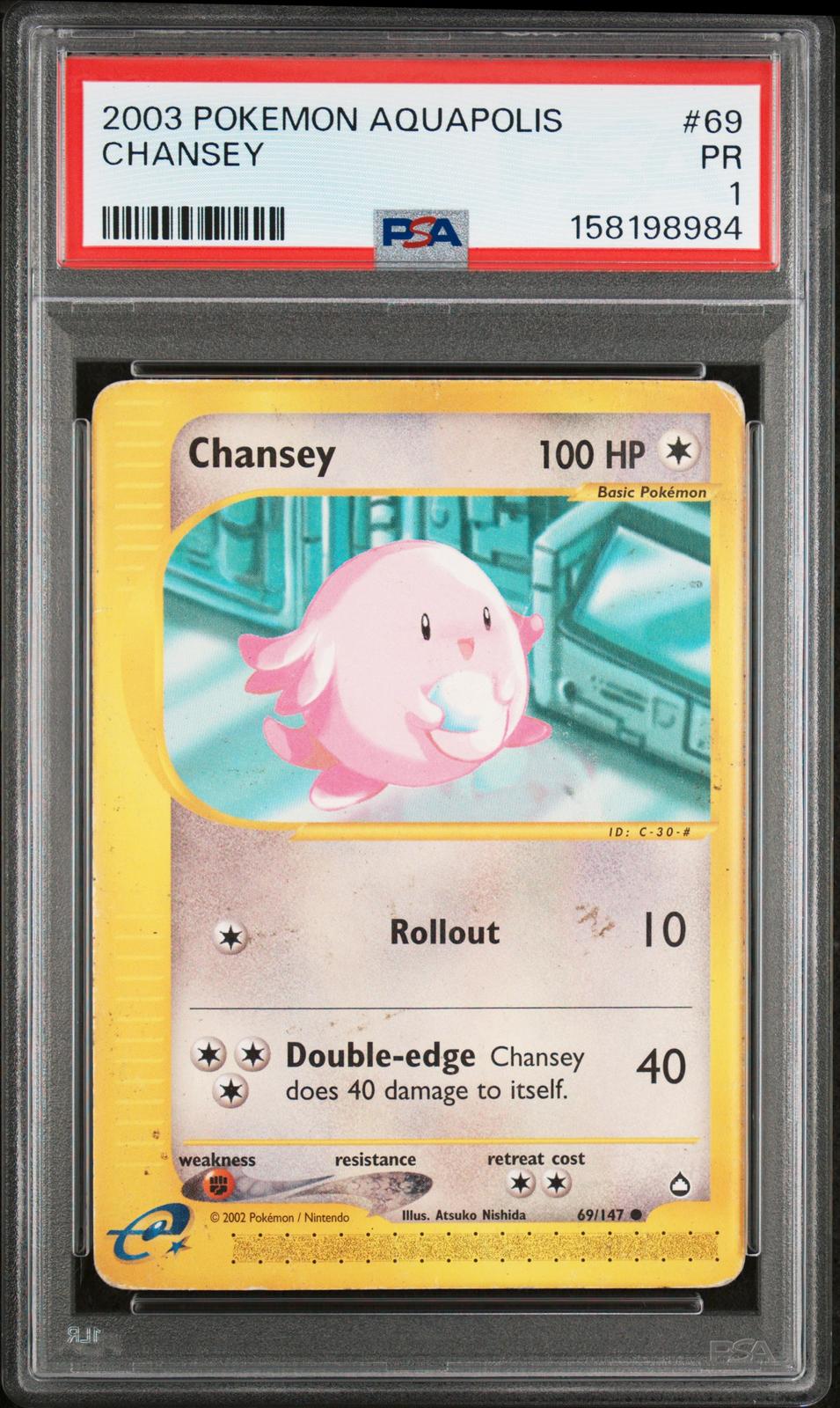 Chansey PSA 1 2003 Pokemon Aquapolis #69 - POP 1