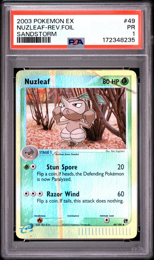 Nuzleaf Reverse Holo PSA 1 2003 Pokemon EX Sandstorm #49 - POP 1