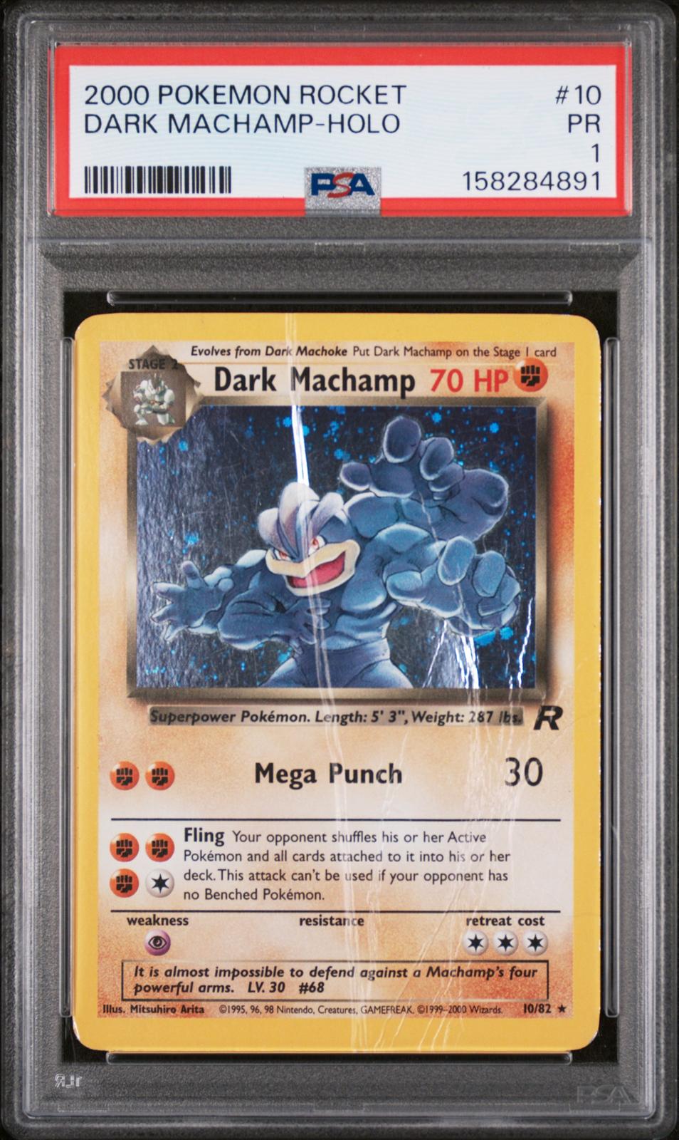 Dark Machamp Holo PSA 1 2000 Pokemon Rocket #10 - LOW POP