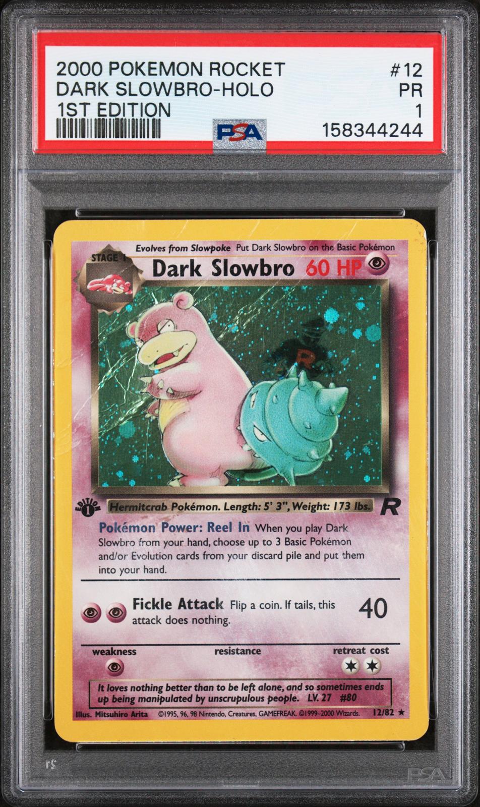Dark Slowbro Holo 1st Edition PSA 1 2000 Pokemon Rocket #12 - POP 18