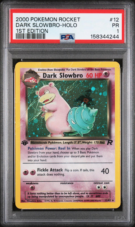 Dark Slowbro Holo 1st Edition PSA 1 2000 Pokemon Rocket #12 - POP 18