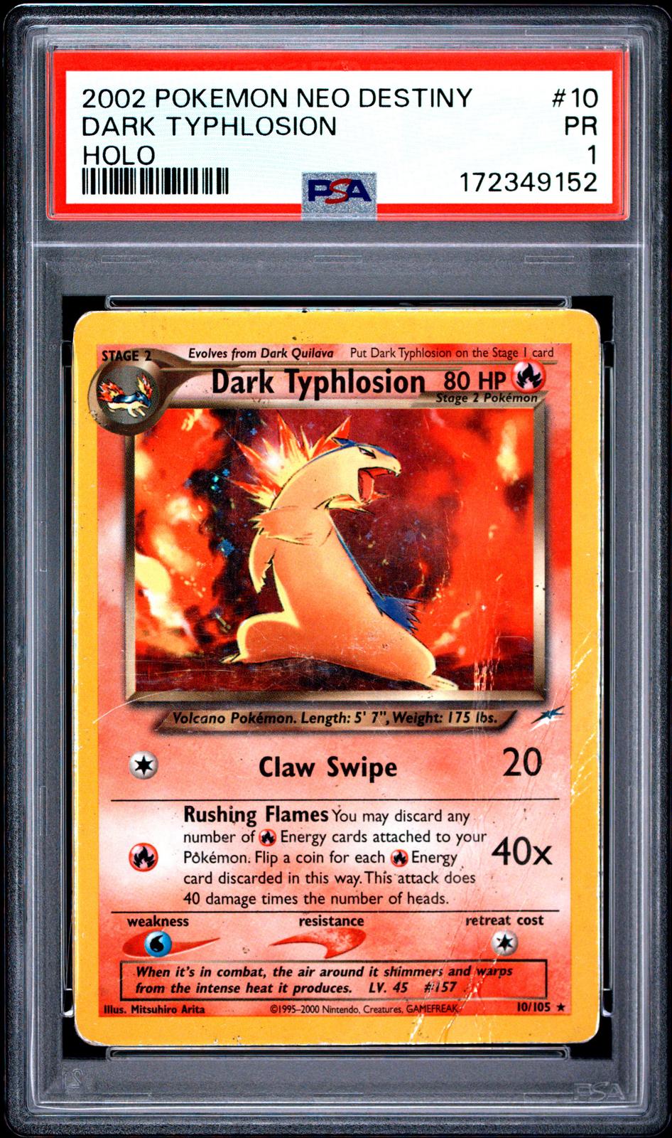 Dark Typhlosion Holo PSA 1 2002 Pokemon Neo Destiny #10