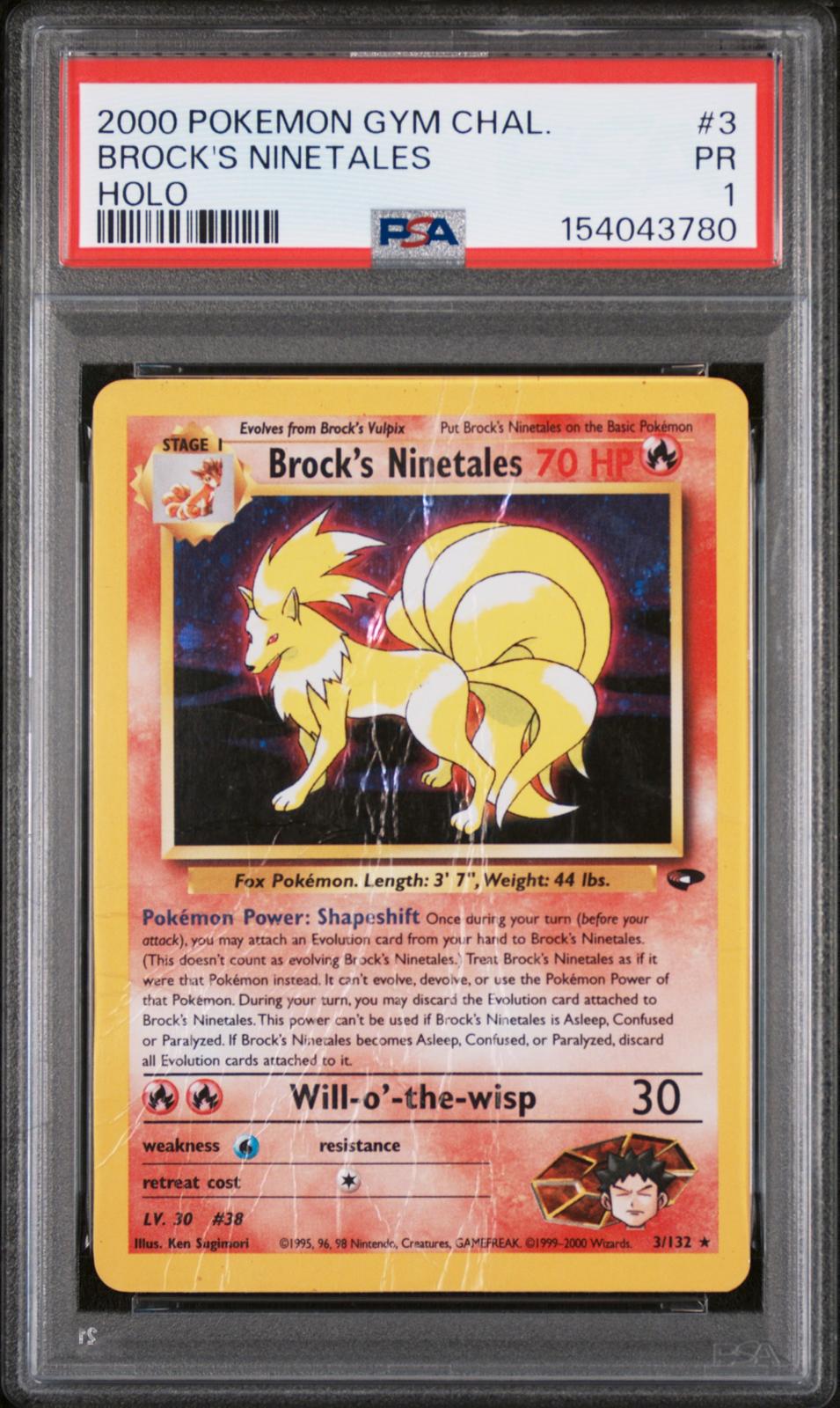 Brock's Ninetales Holo PSA 1 2000 Pokemon Gym Challenge #3 - LOW POP