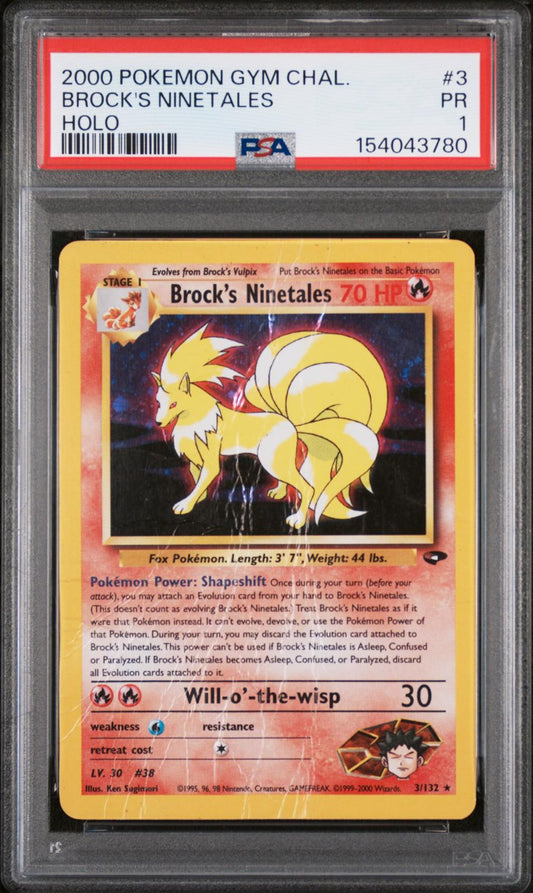 Brock's Ninetales Holo PSA 1 2000 Pokemon Gym Challenge #3 - LOW POP