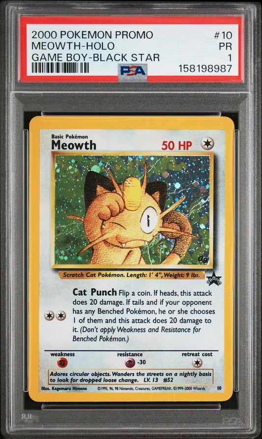 Meowth Holo Game Boy Black Star PSA 1 2000 Pokemon Promo Black Star #10 - SWIRL!