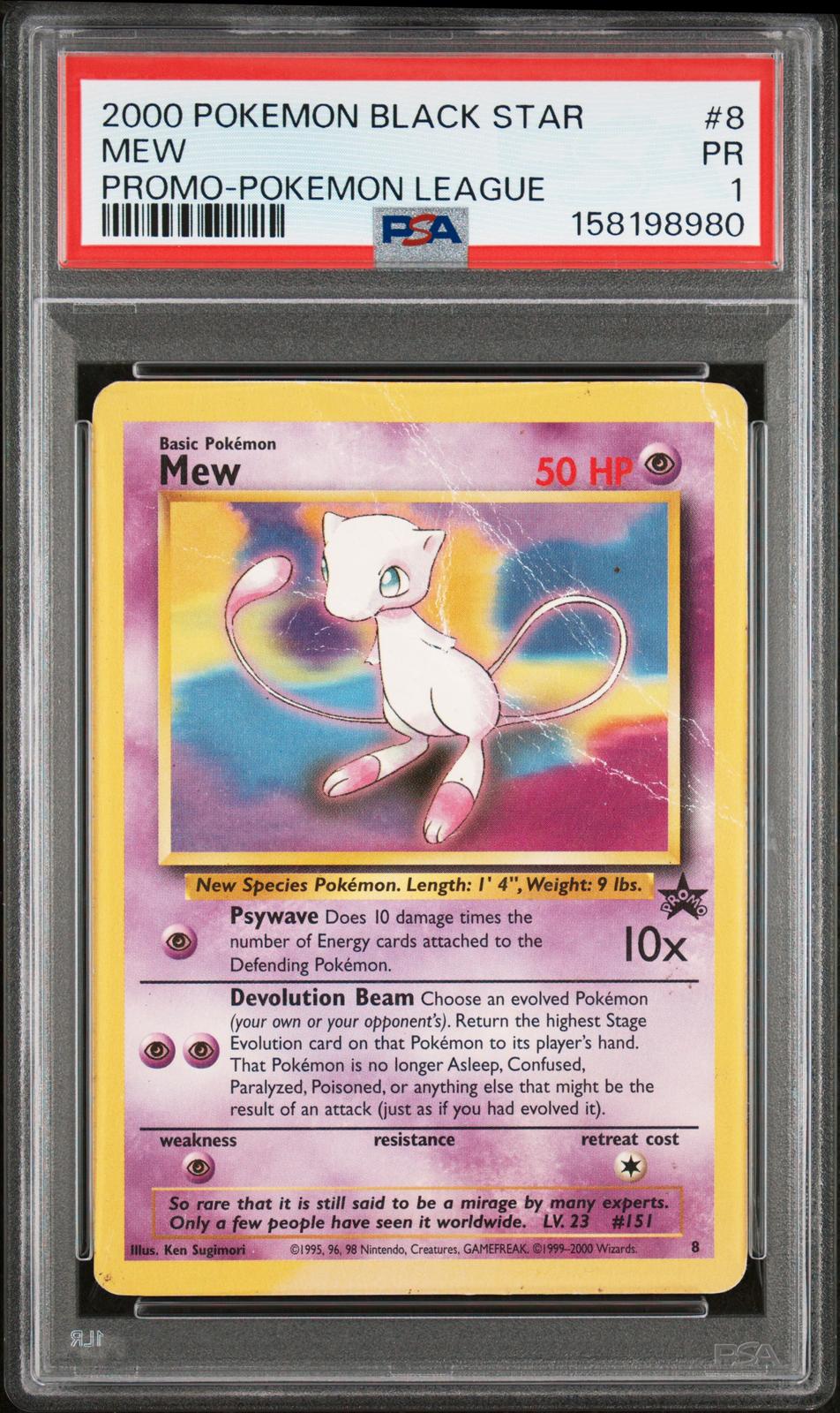 Mew Promo Pokemon League PSA 1 2000 Pokemon Promo Black Star #8