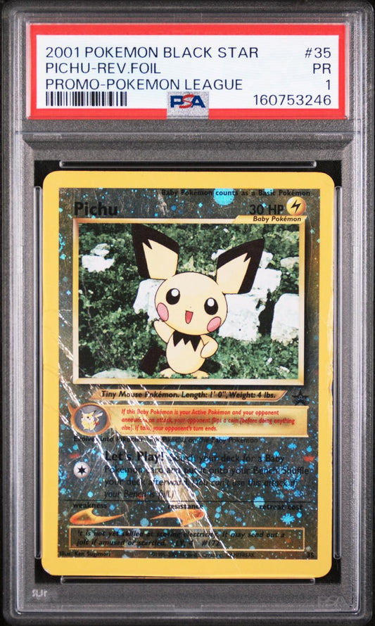 Pichu Reverse Holo Promo PSA 1 2001 Pokemon Promo Black Star #35 - POP 19