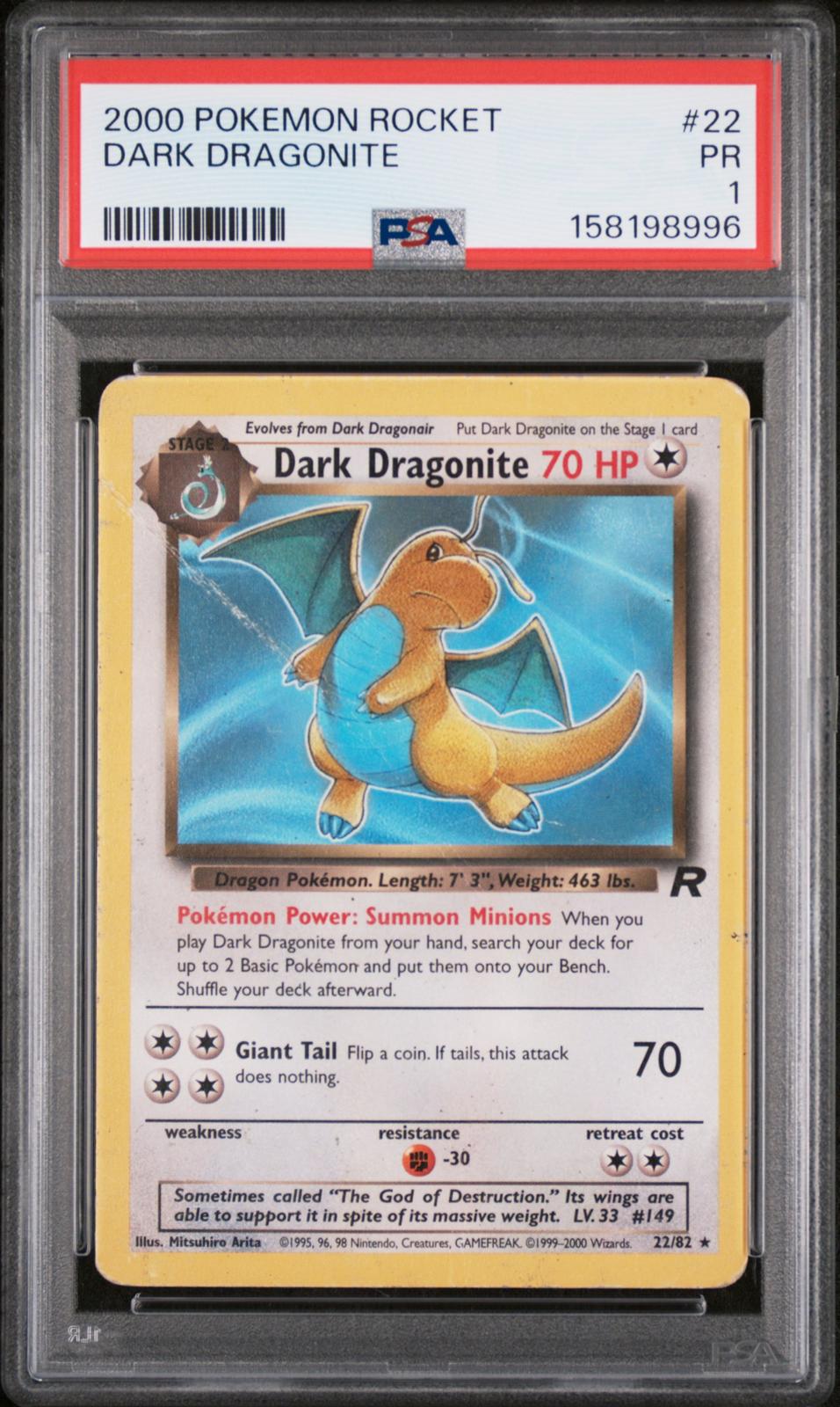 Dark Dragonite PSA 1 2000 Pokemon Rocket #22 - LOW POP