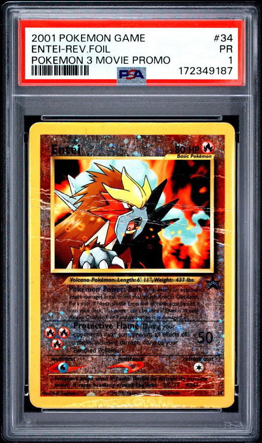Entei Reverse Holo PSA 1 2001 Pokemon Game Movie #34