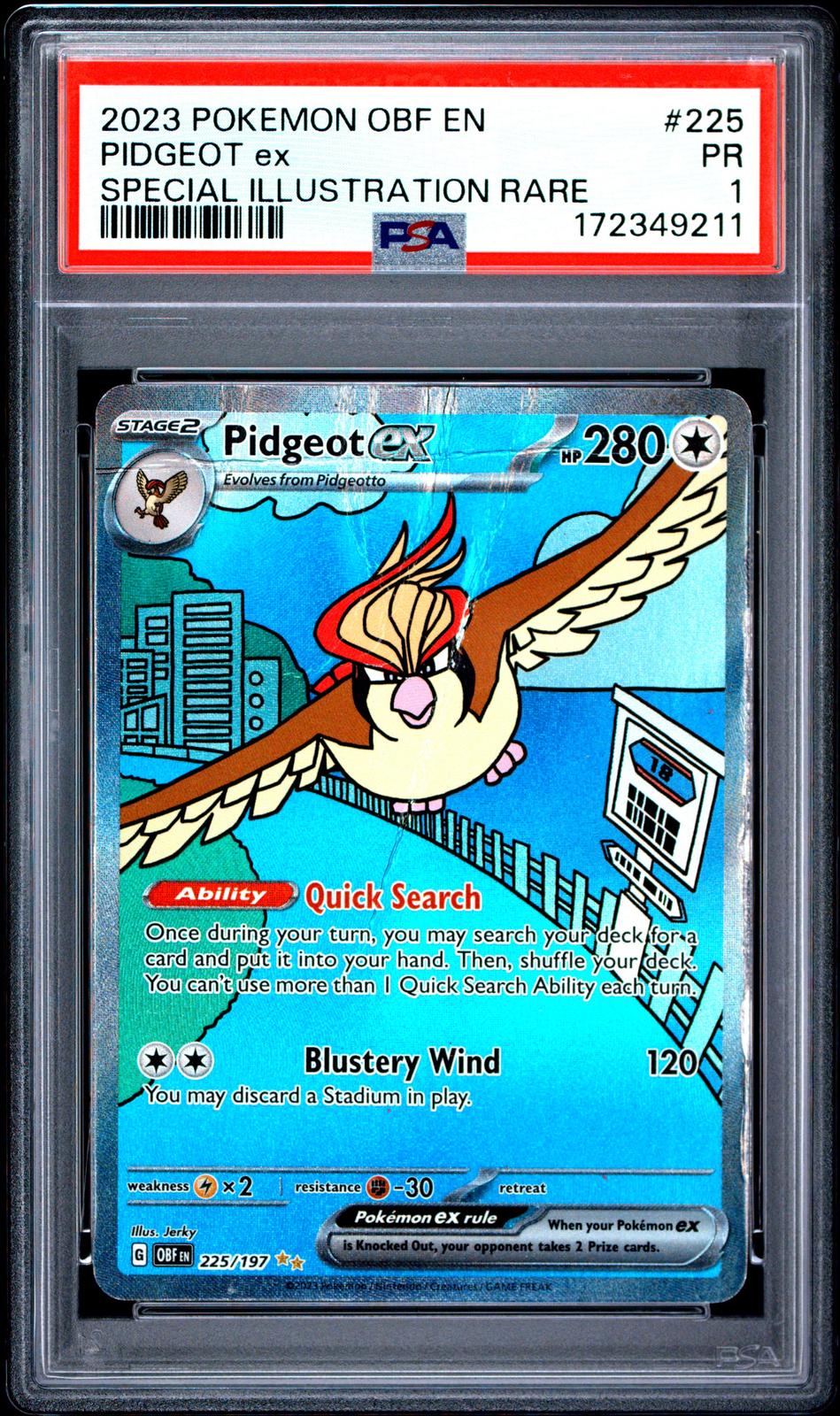 Pidgeot ex PSA 1 2023 Pokemon Obf En Obsidian Flames #225 - POP 2