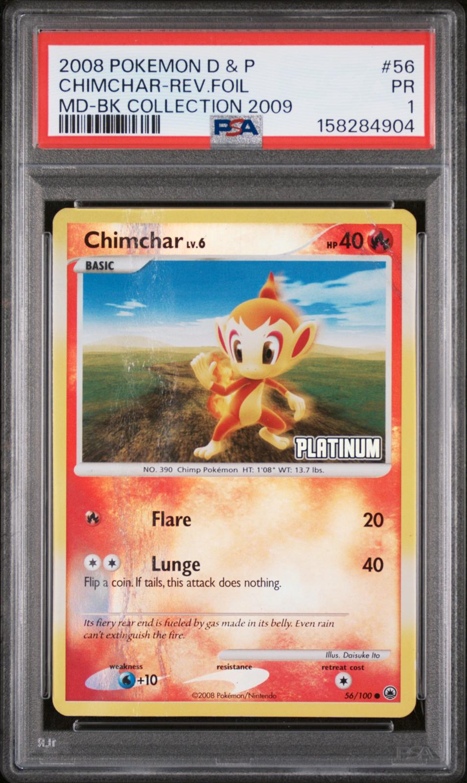 Chimchar Reverse Holo 2009 PSA 1 2008 Diamond & Pearl Majestic Dawn #56 - POP 4