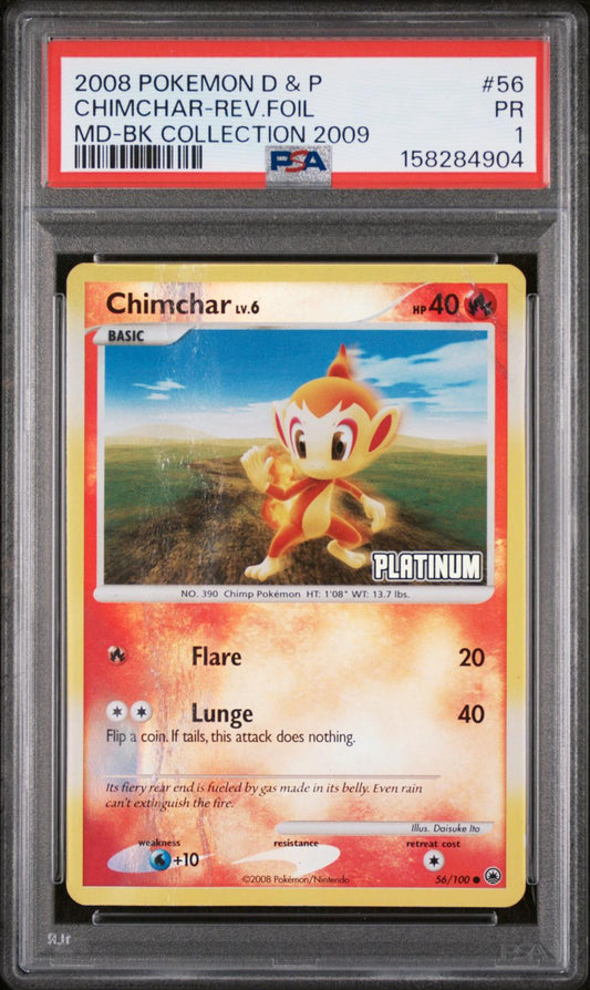 Chimchar Reverse Holo 2009 PSA 1 2008 Diamond & Pearl Majestic Dawn #56 - POP 4