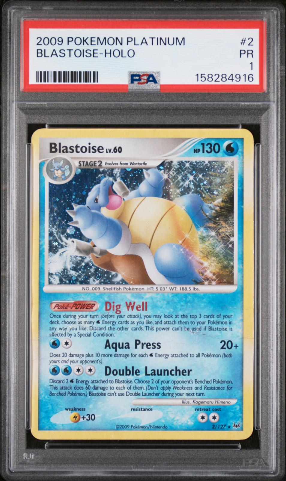 Blastoise Holo PSA 1 2009 Pokemon Platinum #2 - POP 5