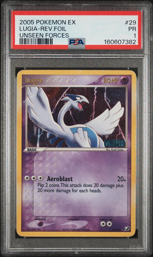Lugia Reverse Holo PSA 1 2005 Pokemon EX Unseen Forces #29 - POP 20