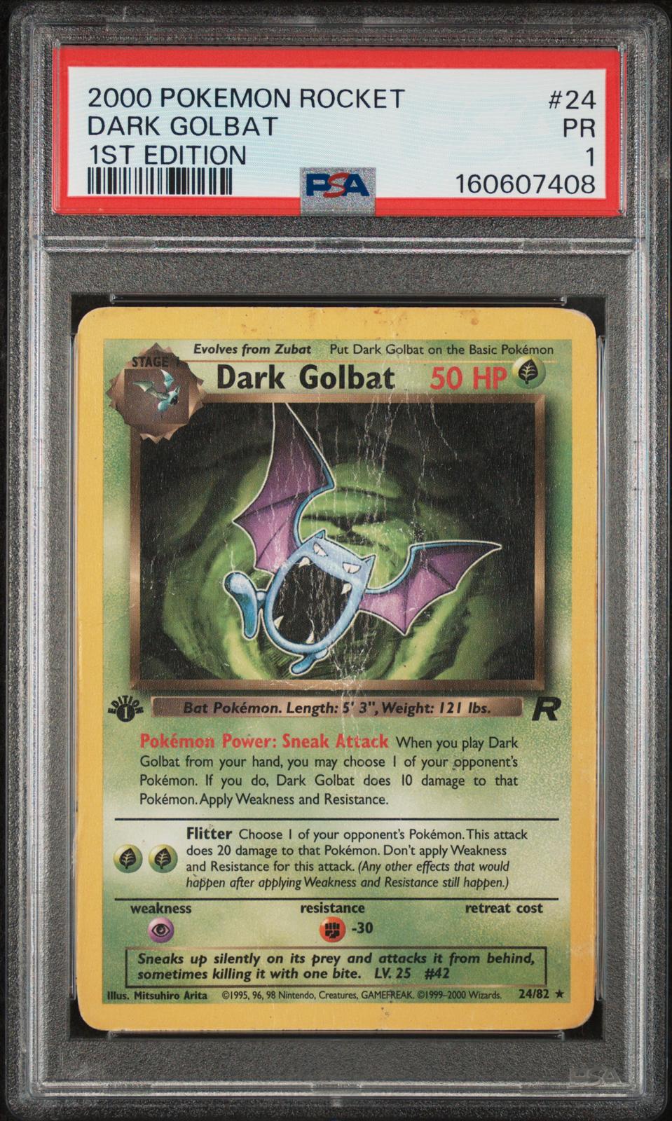 Dark Golbat 1st Edition PSA 1 2000 Pokemon Rocket #24 - POP 1