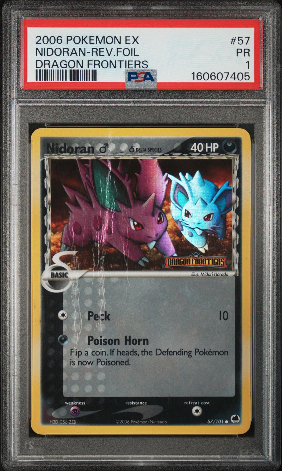 Nidoran Reverse Holo PSA 1 2006 Pokemon EX Dragon Frontiers #57 - POP 5