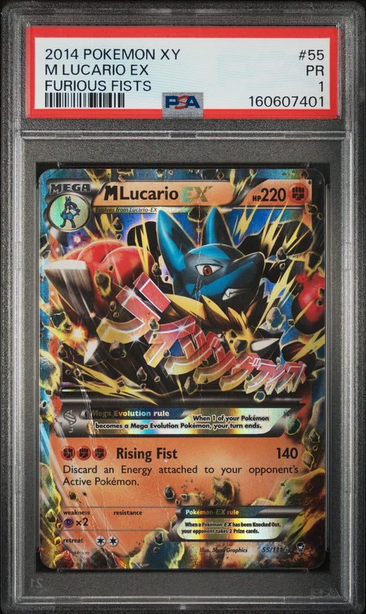M Lucario EX PSA 1 2014 Pokemon XY Furious Fists #55 - POP 19