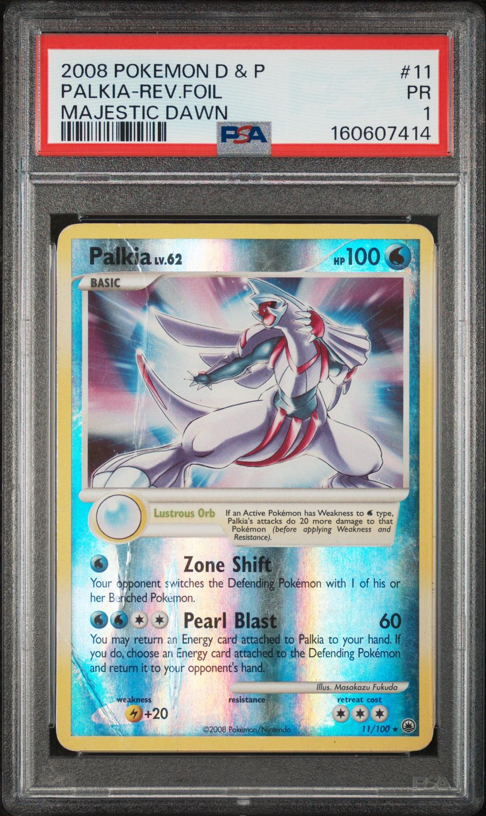 Palkia Reverse Holo PSA 1 2008 Pokemon Diamond & Pearl Majestic Dawn #11 - POP 2