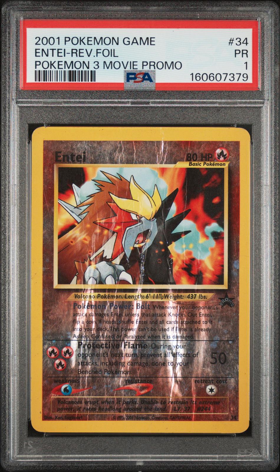 Entei Reverse Holo Pokemon 3 Movie Promo PSA 1 2001 Pokemon Game Movie #34