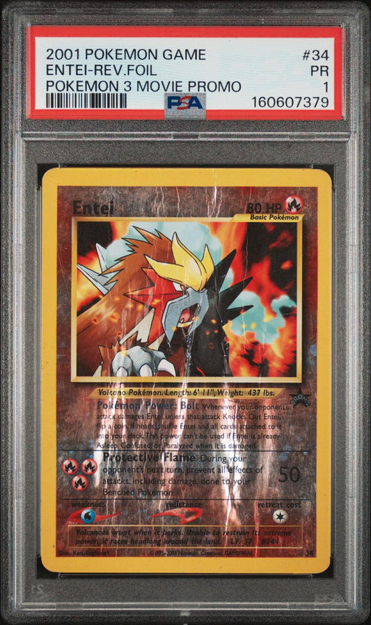 Entei Reverse Holo Pokemon 3 Movie Promo PSA 1 2001 Pokemon Game Movie #34