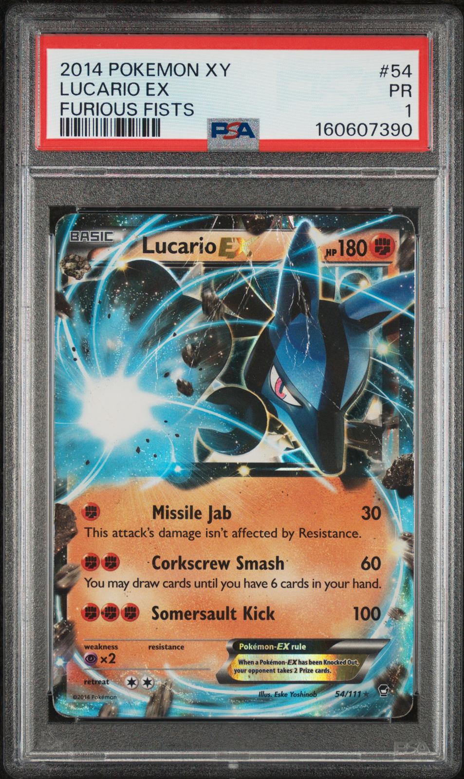 Lucario EX PSA 1 2014 Pokemon XY Furious Fists #54 - POP 2