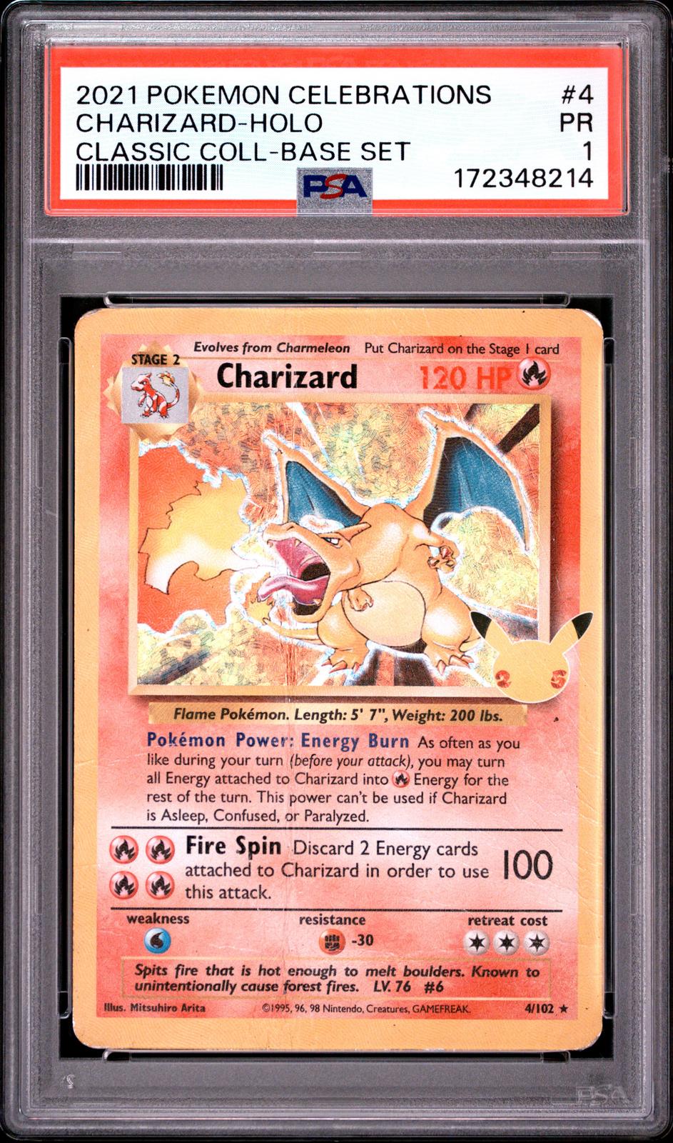 Charizard Holo PSA 1 2021 Pokemon Celebrations Classic Collection #4 - POP 25