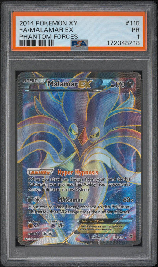 Malamar EX PSA 1 2014 Pokemon XY Phantom Forces #115 - POP 1