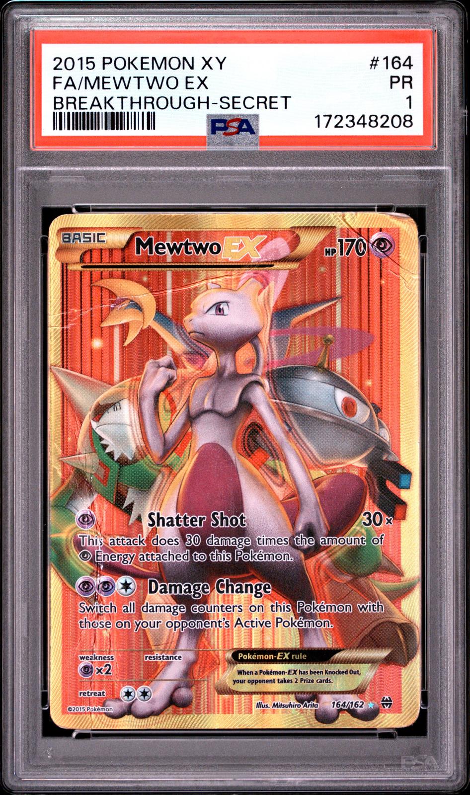 Mewtwo EX Secret PSA 1 2015 Pokemon XY Breakthrough #164
