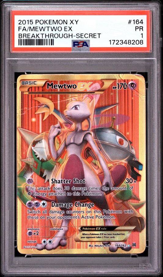 Mewtwo EX Secret PSA 1 2015 Pokemon XY Breakthrough #164