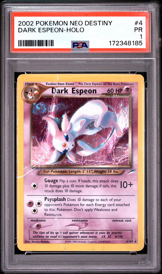 Dark Espeon Holo PSA 1 2002 Pokemon Neo Destiny #4