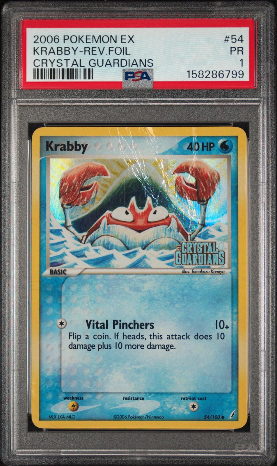 Krabby Reverse Holo PSA 1 2006 Pokemon EX Crystal Guardians #54 - POP 1