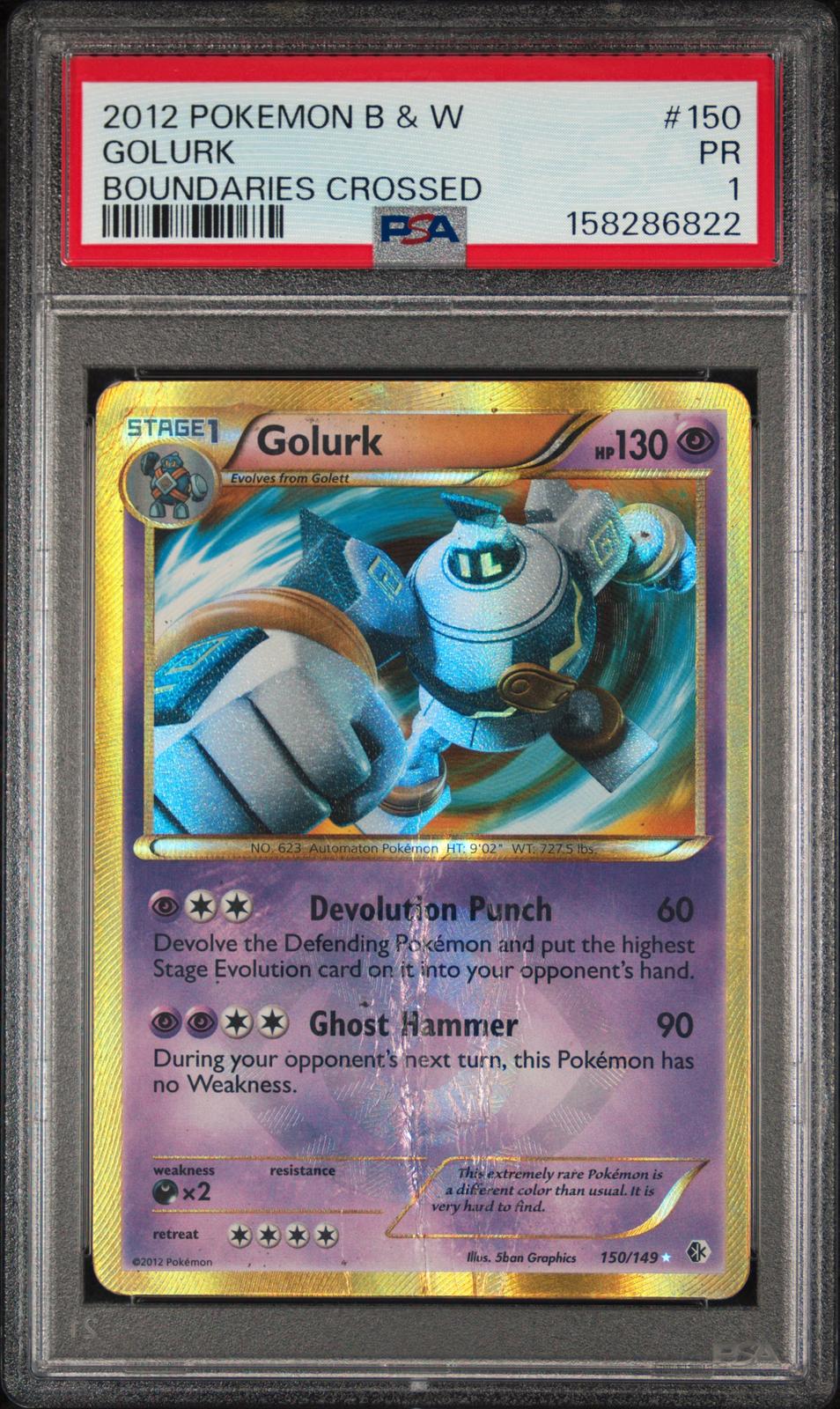 Golurk PSA 1 2012 Pokemon Black & White Boundaries Crossed #150 - POP 1