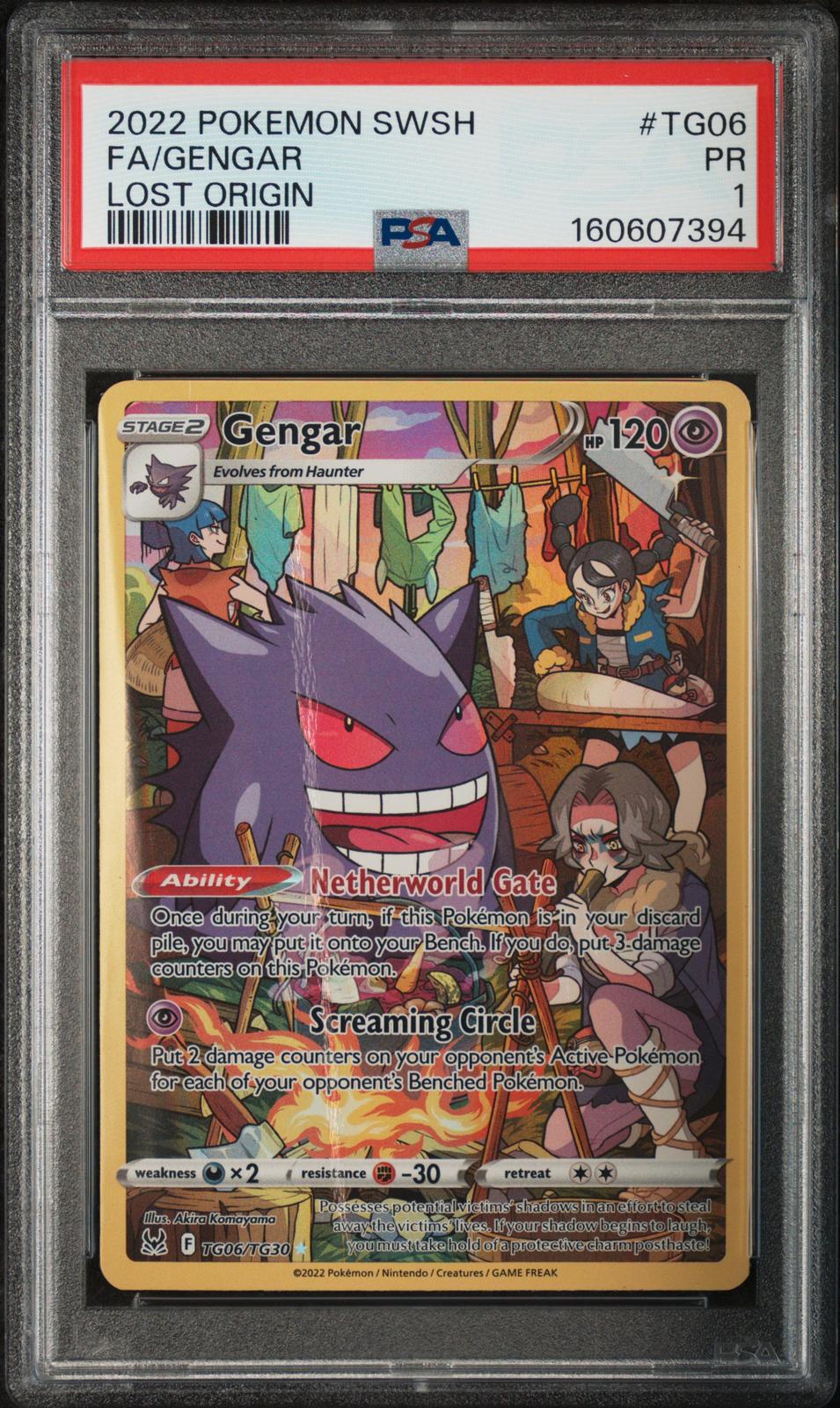 Gengar PSA 1 2022 Pokemon Sword & Shield Lost Origin #TG06 - POP 11