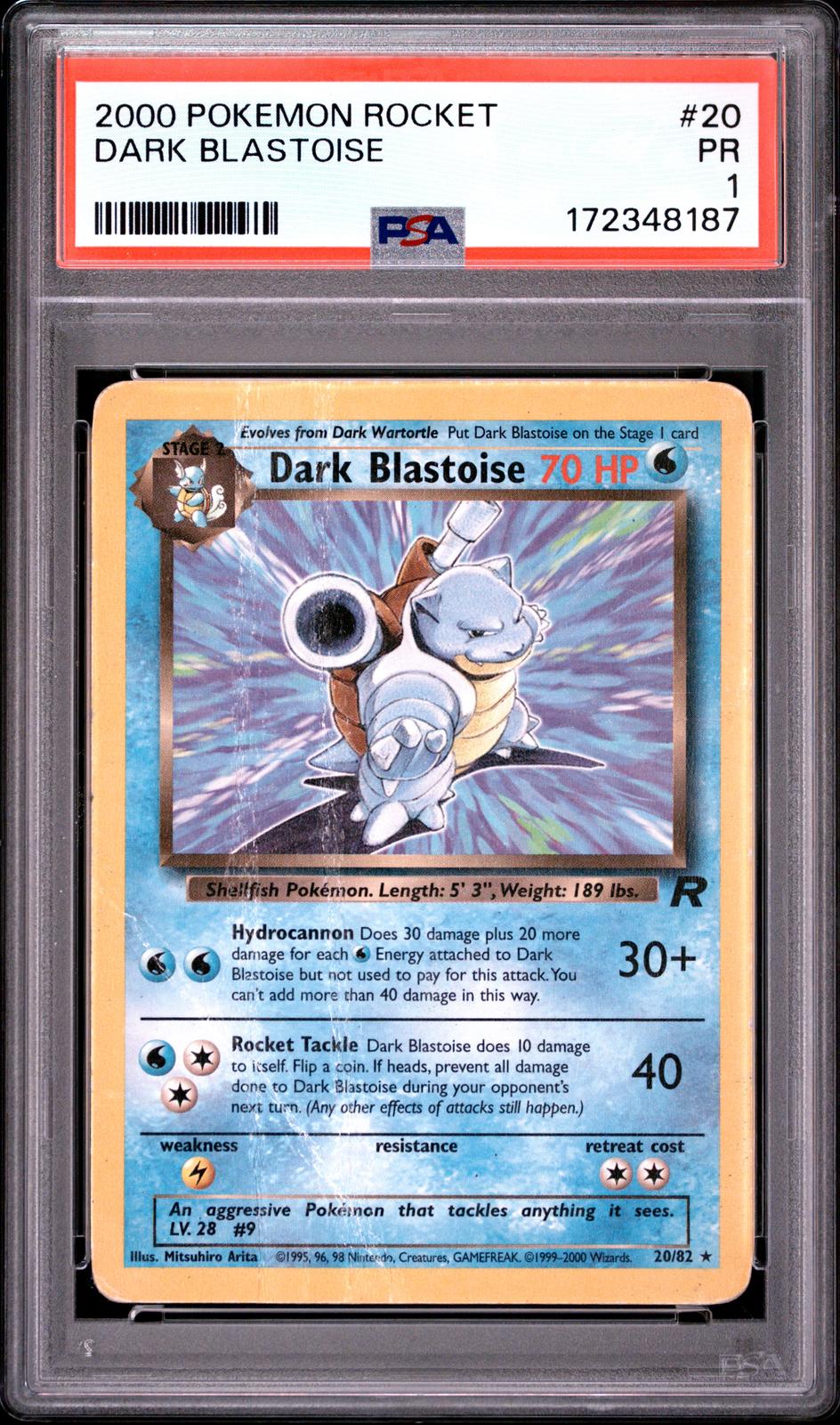 Dark Blastoise PSA 1 2000 Pokemon Rocket #20 - LOW POP